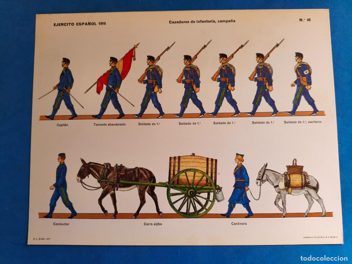 Coleccionismo recortables: L&aacute;mina / recortable. Ej&eacute;rcito Espa&ntilde;ol 1910. Cazadores de Infanter&iacute;a, campa&ntilde;a. N&ordm;40. 1977. Imprenta I