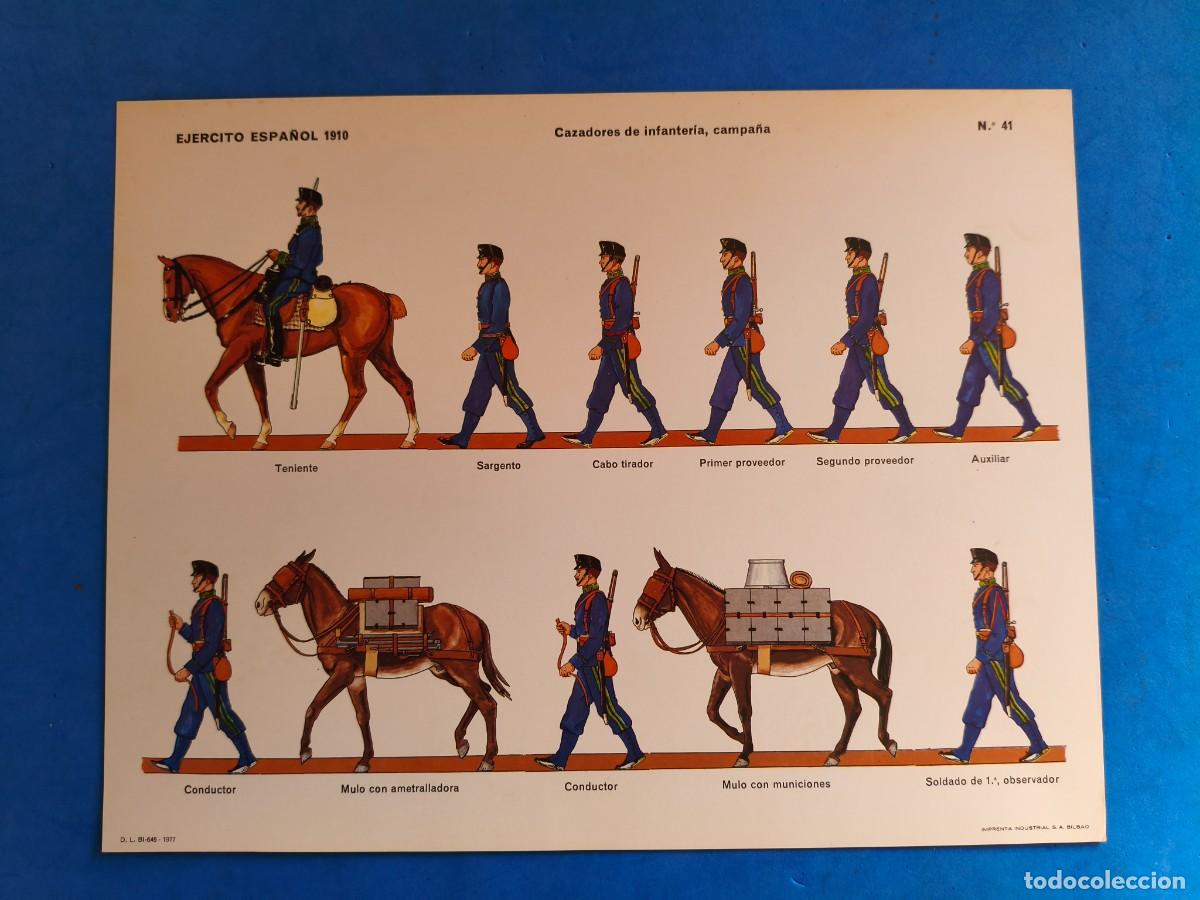 Coleccionismo recortables: L&aacute;mina / recortable. Ej&eacute;rcito Espa&ntilde;ol 1910. Cazadores de Infanter&iacute;a, campa&ntilde;a. N&ordm;41. 1977. Imprenta I