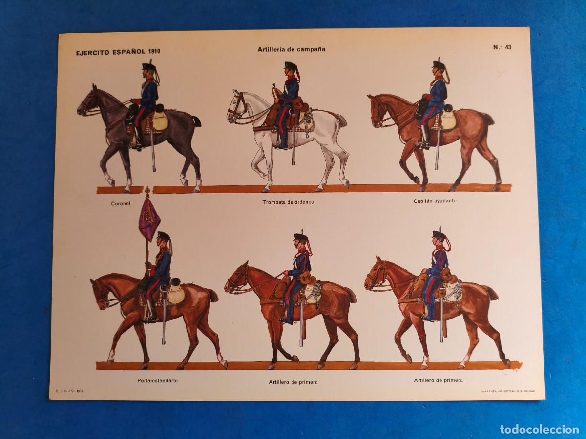 Coleccionismo recortables: L&aacute;mina / recortable. Ej&eacute;rcito Espa&ntilde;ol 1910. Artiller&iacute;a de campa&ntilde;a. N&ordm;43. 1978. Imprenta Industrial S