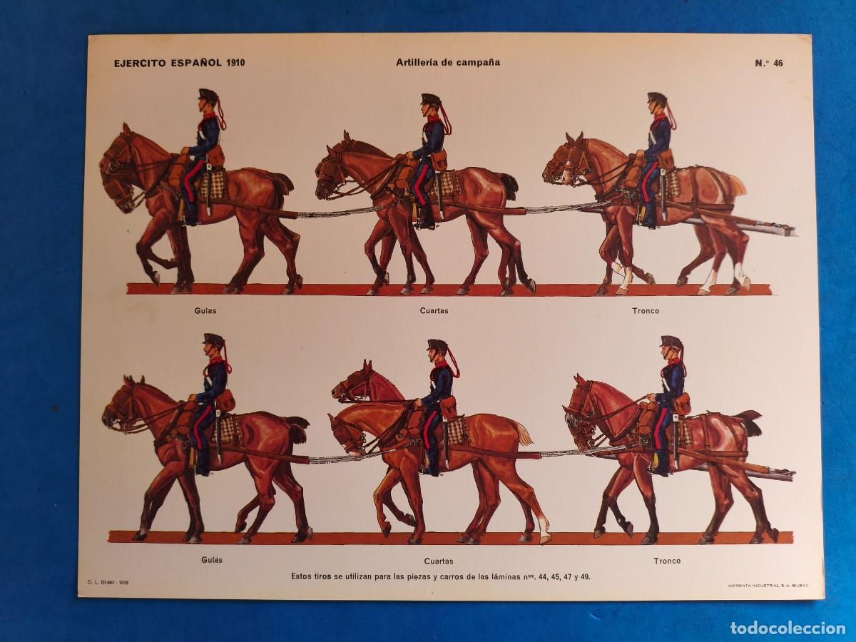 Coleccionismo recortables: L&aacute;mina / recortable. Ej&eacute;rcito Espa&ntilde;ol 1910. Artiller&iacute;a de campa&ntilde;a. N&ordm;46. 1978. Imprenta Industrial S