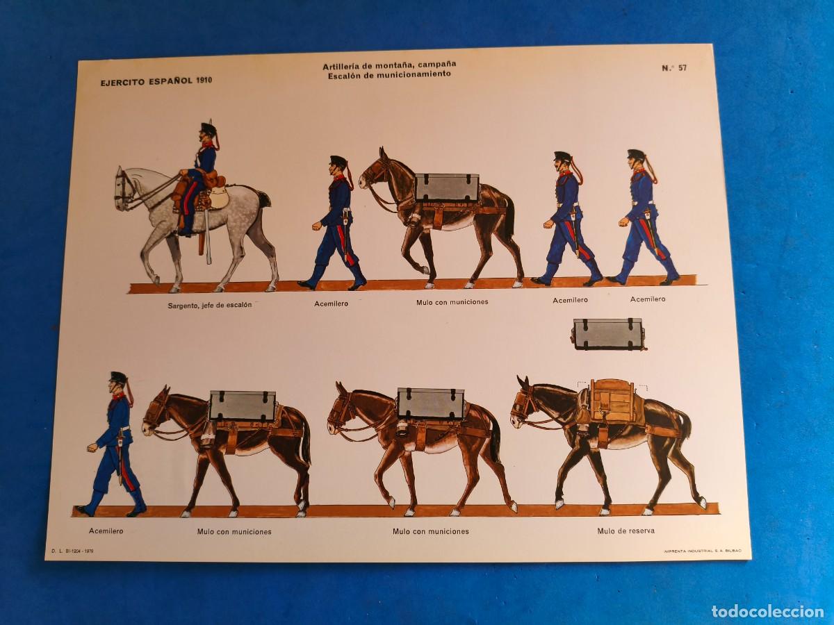 Coleccionismo recortables: L&aacute;mina / recortable. Ej&eacute;rcito Espa&ntilde;ol 1910. Artiller&iacute;a de monta&ntilde;a, campa&ntilde;a. Escal&oacute;n de municionamien
