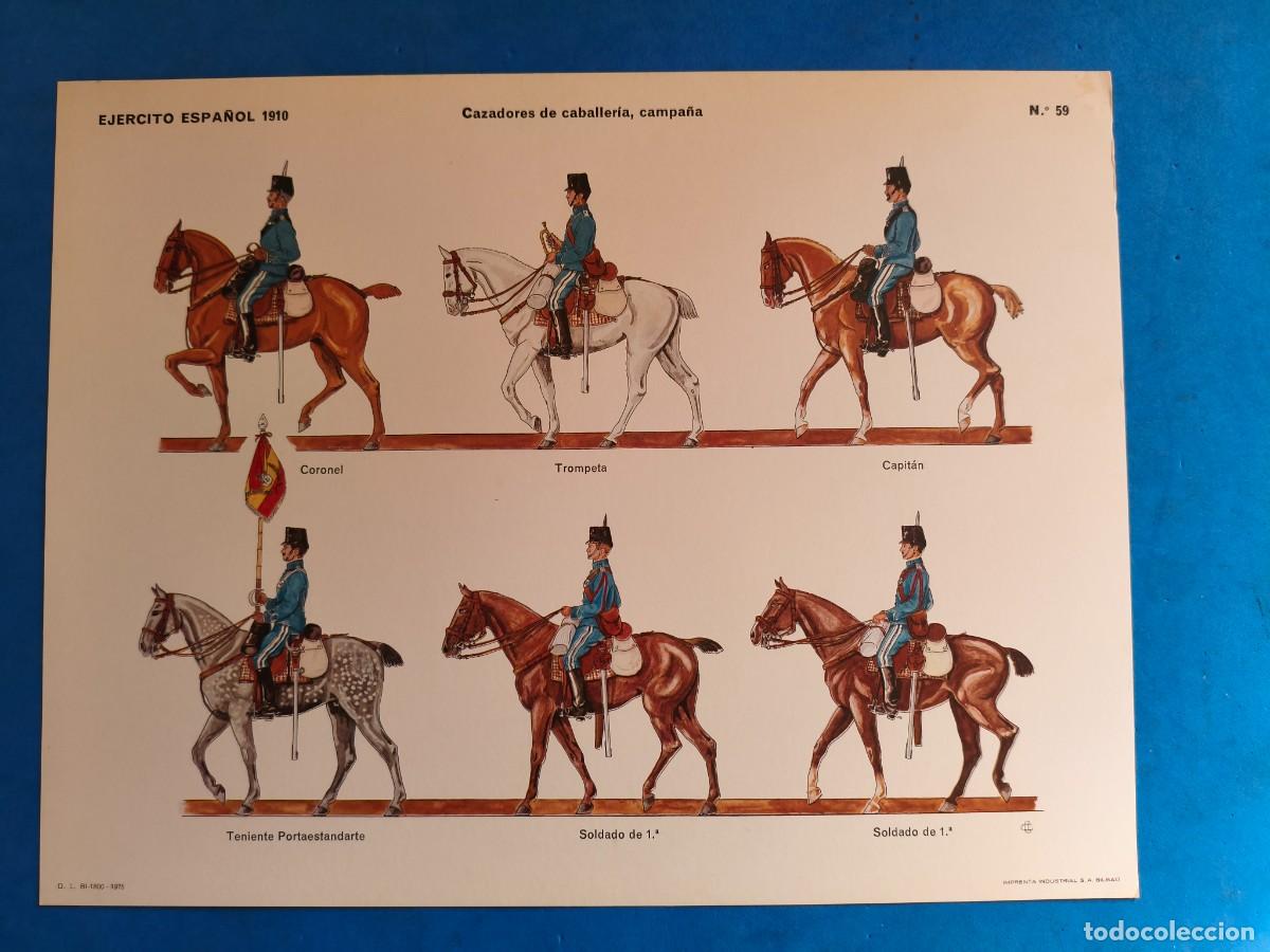 Coleccionismo recortables: L&aacute;mina / recortable. Ej&eacute;rcito Espa&ntilde;ol 1910. Cazadores de Caballer&iacute;a, campa&ntilde;a. N&ordm;59. 1975. Imprenta I