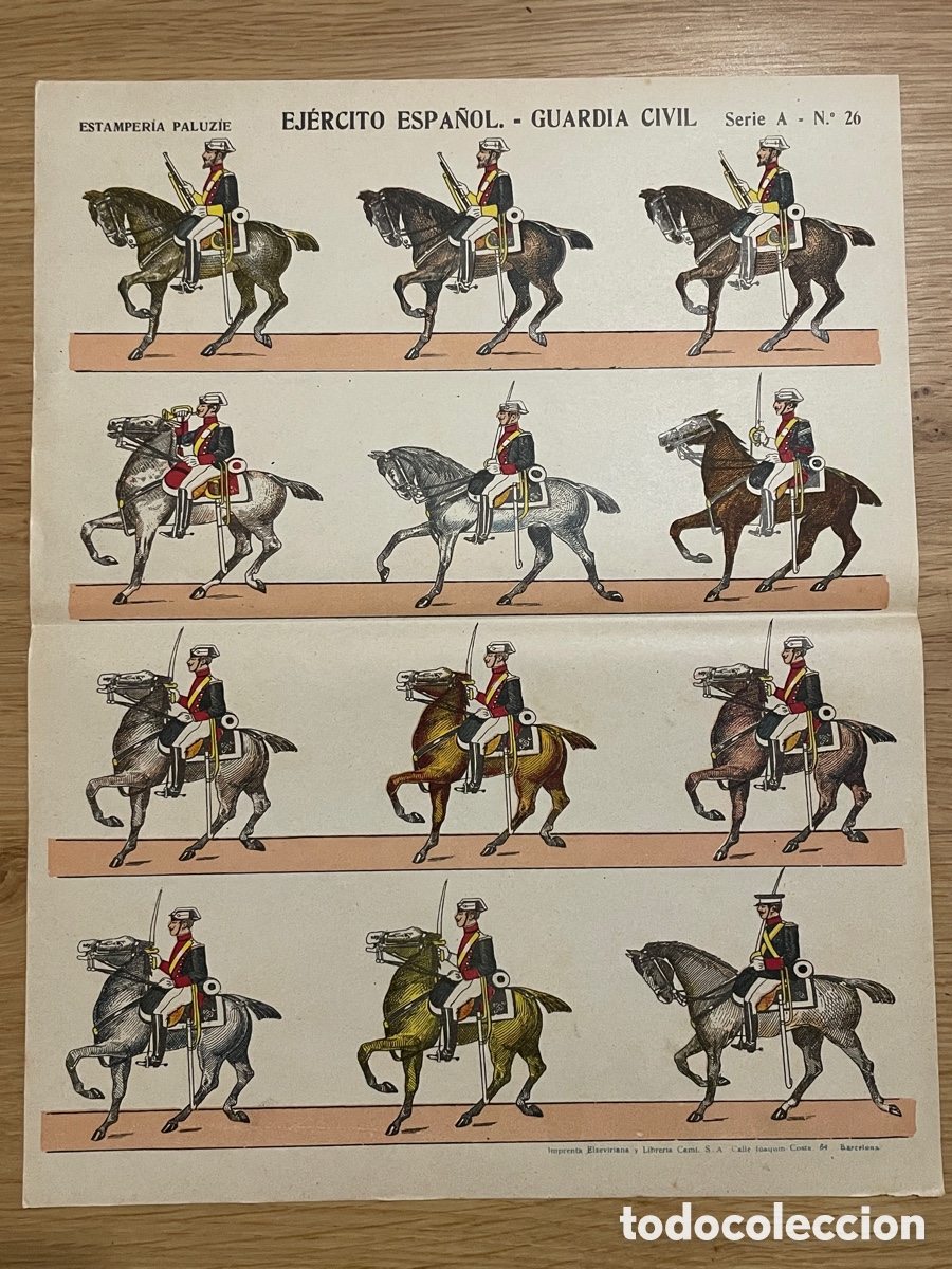 Colecionismo Recort&aacute;veis: Ej&eacute;rcito espa&ntilde;ol. Guardia Civil. Estsmper&iacute;a Paluzie Serie A, n&uacute;mero 26.