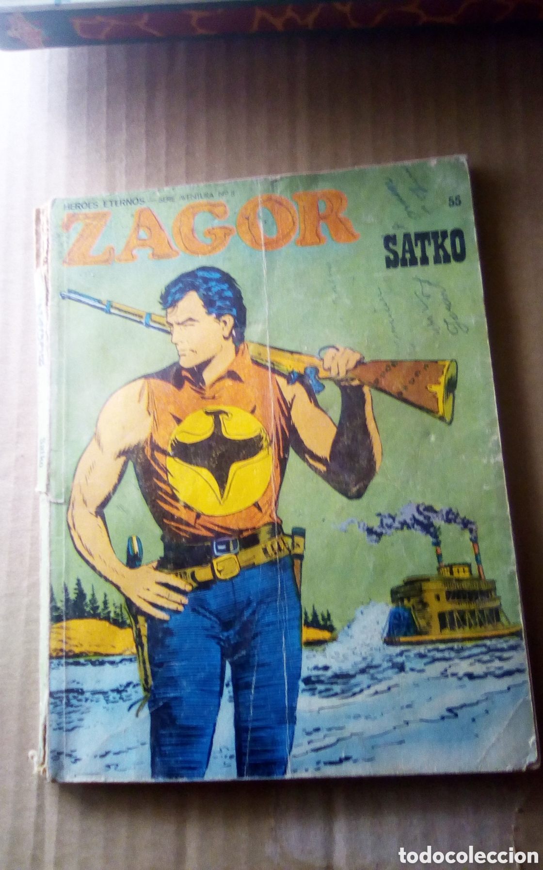 C&oacute;mics: Zagor, n&deg; 55. Satko. H&eacute;roes eternos. Serie aventura n&deg; 8. Buru Lan Ediciones, 1973. Tapas mal.