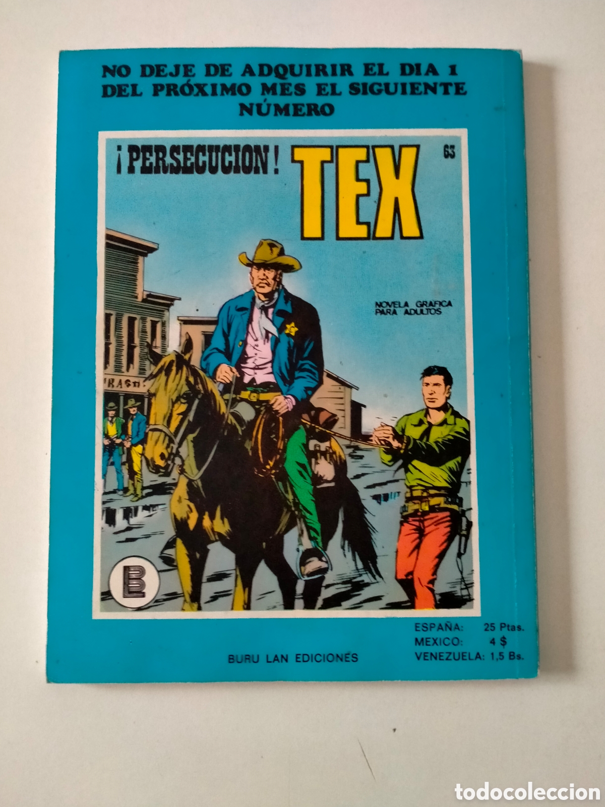 C&oacute;mics: TEX N&Uacute;MERO 62 BURU LAN EDICIONES A&Ntilde;O 1972 - Foto 2