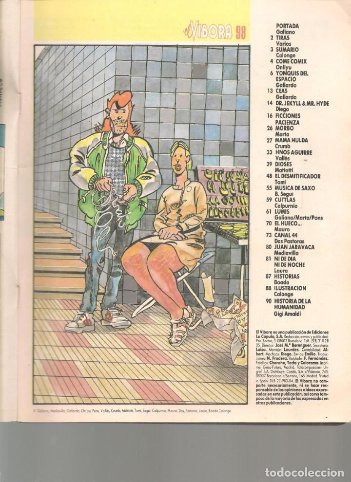 C&oacute;mics: EL V&Iacute;BORA. N&ordm; 98. PORTADA: GALIANO. EDICIONES LA C&Uacute;PULA. (B35.3) - Foto 3