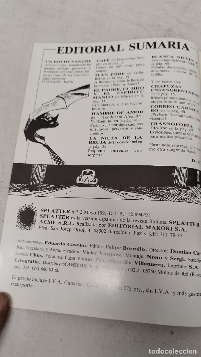 C&oacute;mics: Antiguo c&oacute;mic Splatter N&uacute;mero 2. Editorial Makoki, 1991 - Foto 4