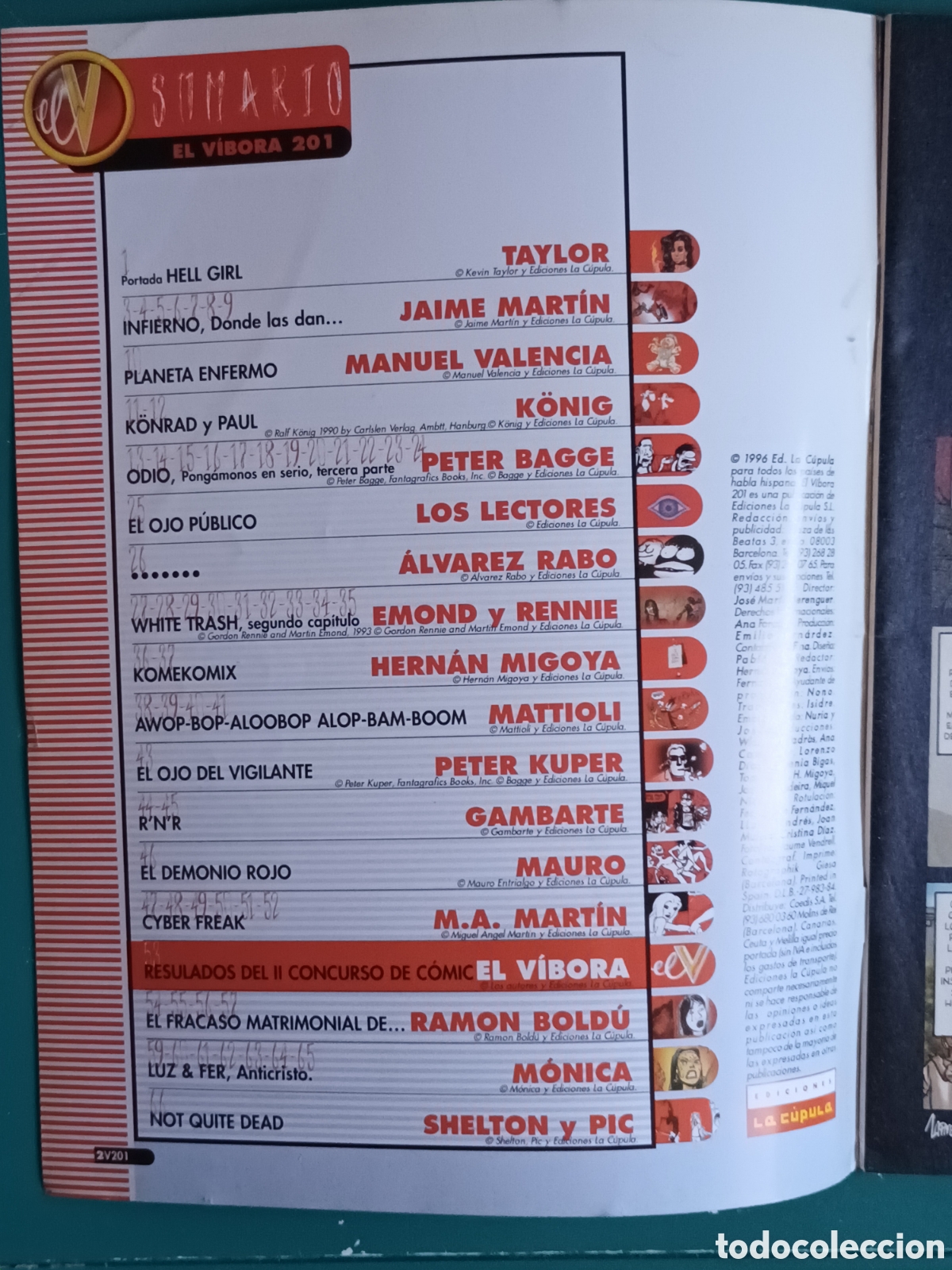 C&oacute;mics: El V&iacute;bora N&ordm; 201 LA CUPULA 1996 - Foto 2