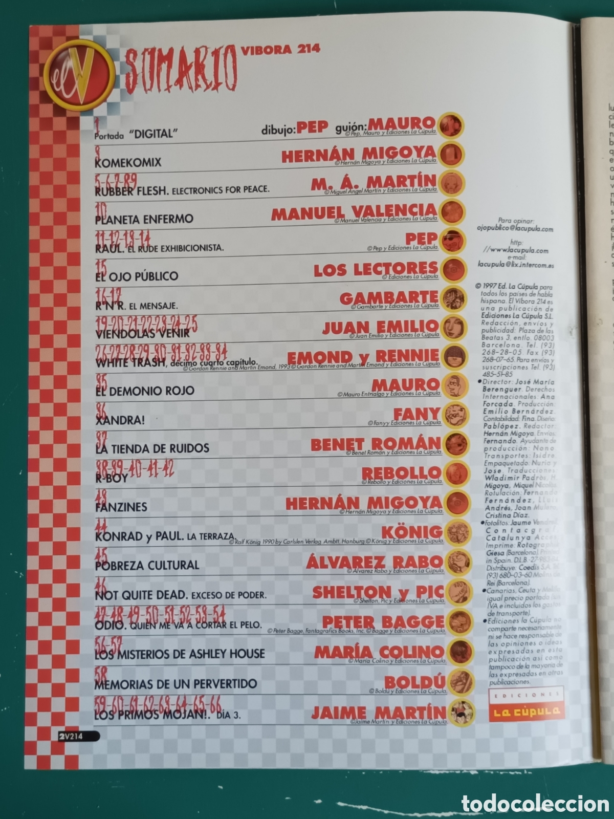 C&oacute;mics: El V&iacute;bora N&ordm; 214 LA CUPULA 1997 - Foto 2