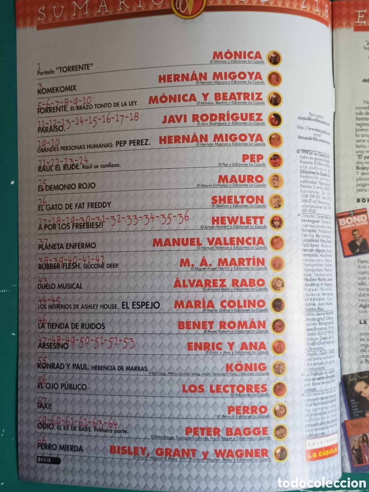C&oacute;mics: El V&iacute;bora N&ordm; 218 LA CUPULA 1998 Torrente - Foto 2