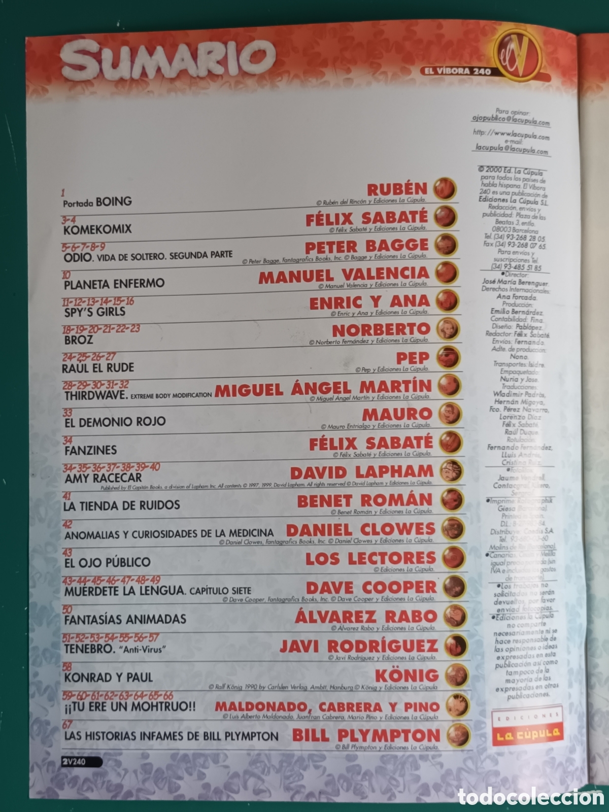 C&oacute;mics: El V&iacute;bora N&ordm; 240 LA CUPULA 1999 - Foto 2