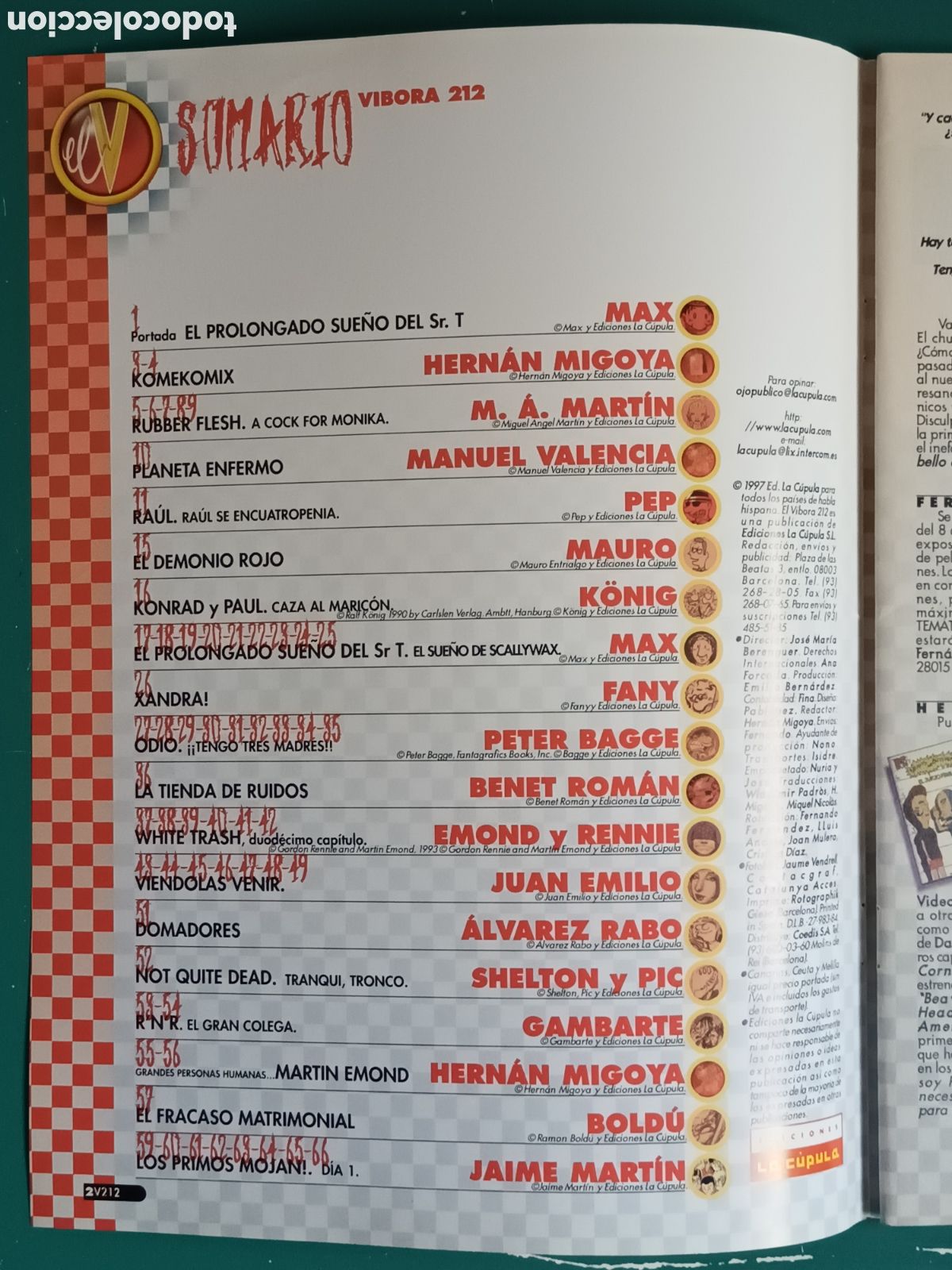 C&oacute;mics: El V&iacute;bora N&ordm; 212 LA CUPULA 1997 - Foto 2