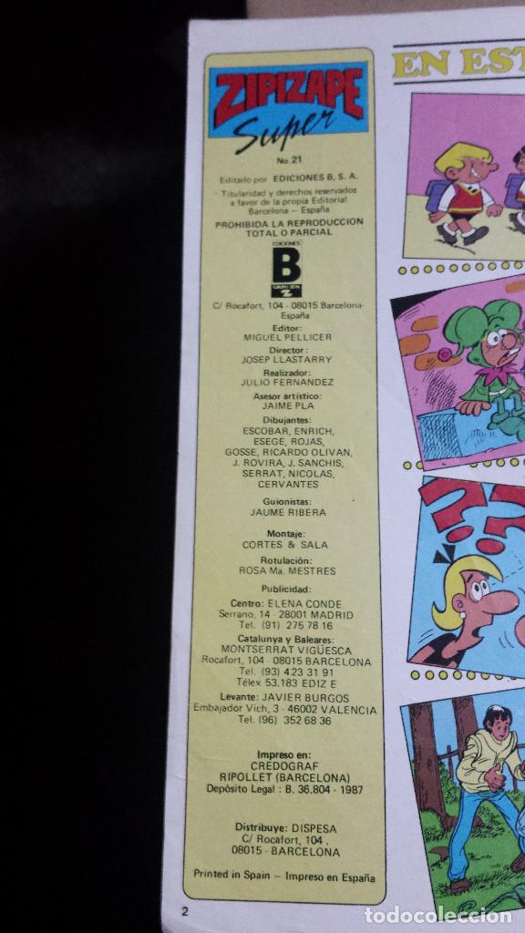 C&oacute;mics: C&Oacute;MIC ZIPIZAPE SUPER N&ordm;21 1987 EDICIONES B - Foto 2