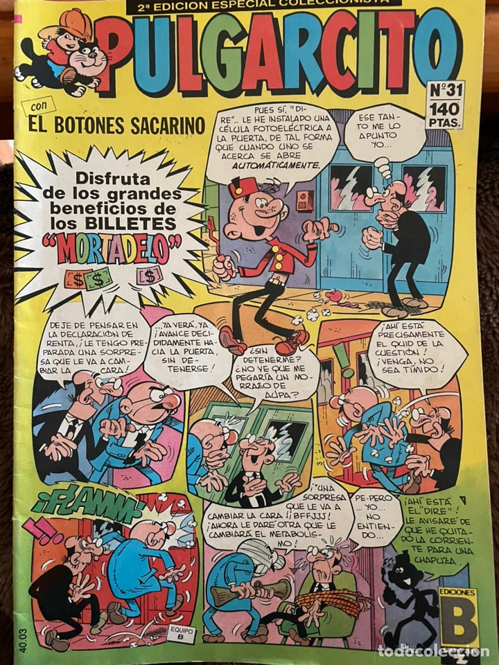 C&oacute;mics: PULGARCITO, con El Botones Sacarino. N&uacute;m 31. EDICI&Oacute;N ESPECIAL COLECCIONISTA.