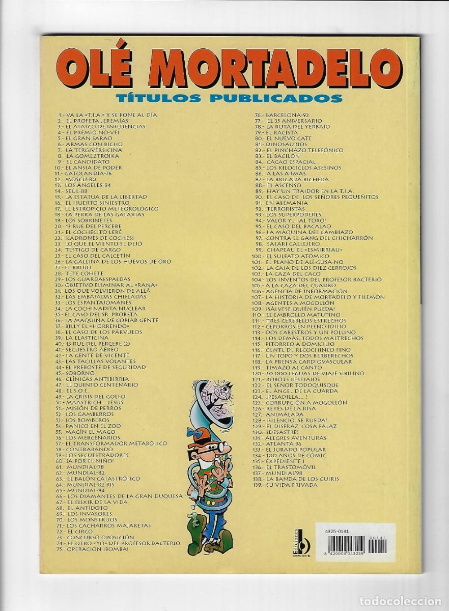 C&oacute;mics: Ediciones B. Colecci&oacute;n Ol&eacute;. Mortadelo y Filem&oacute;n. Con relieve. 141. Primera edici&oacute;n. - Foto 2