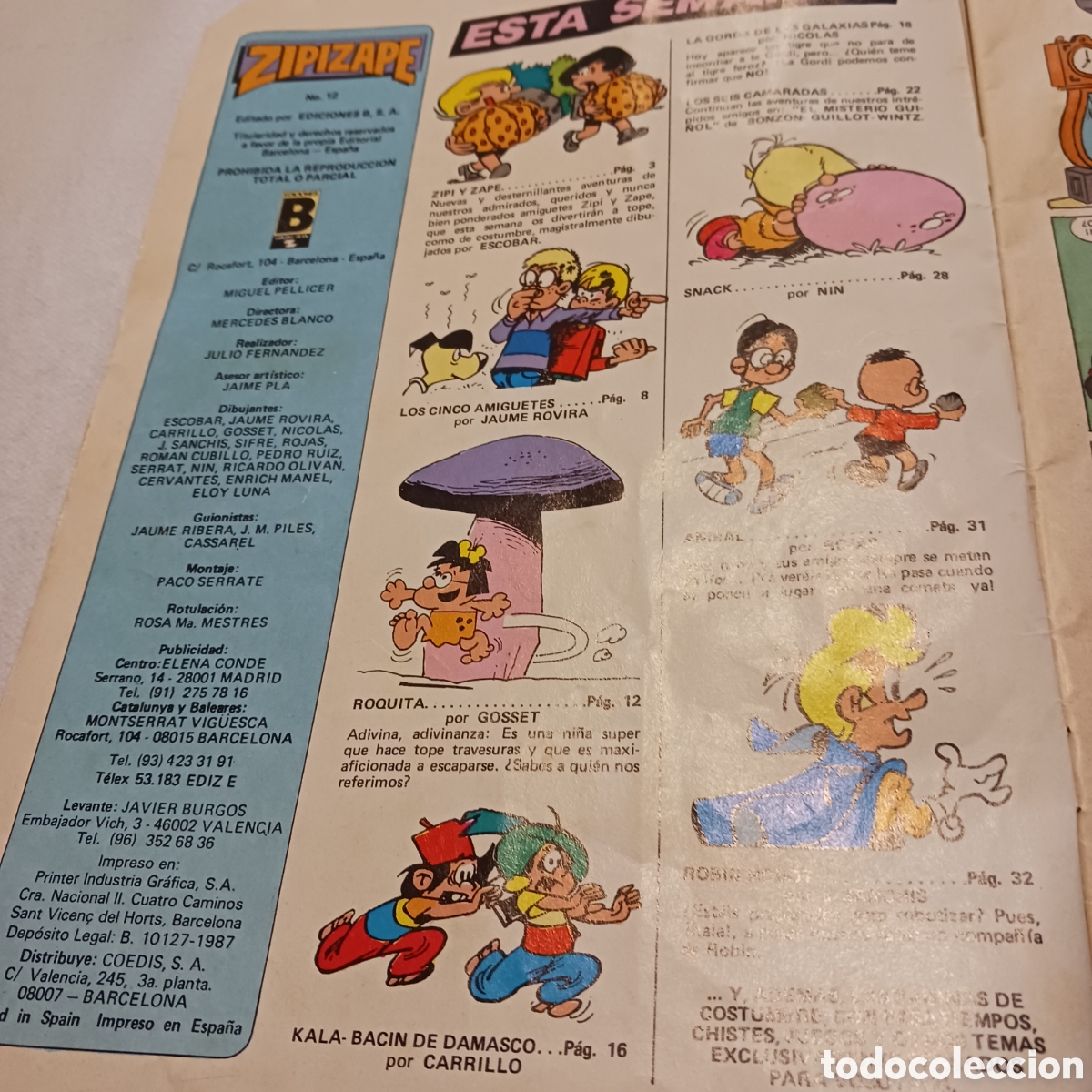 C&oacute;mics: ZipiZape N 12 Ediciones B,SA 1987 - Foto 2