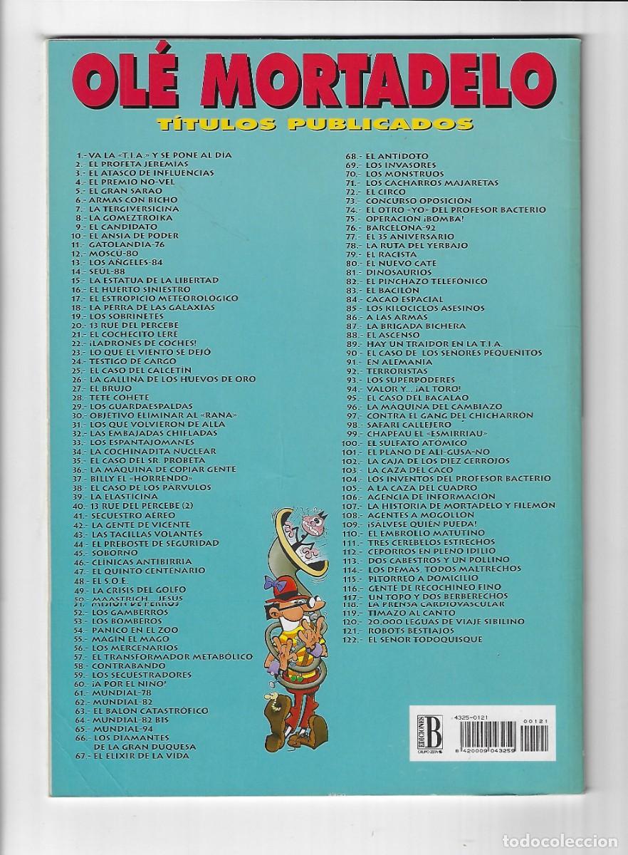 C&oacute;mics: Ediciones B. Colecci&oacute;n Ol&eacute;. Mortadelo y Filem&oacute;n. Con relieve. 121. Primera edici&oacute;n. - Foto 2