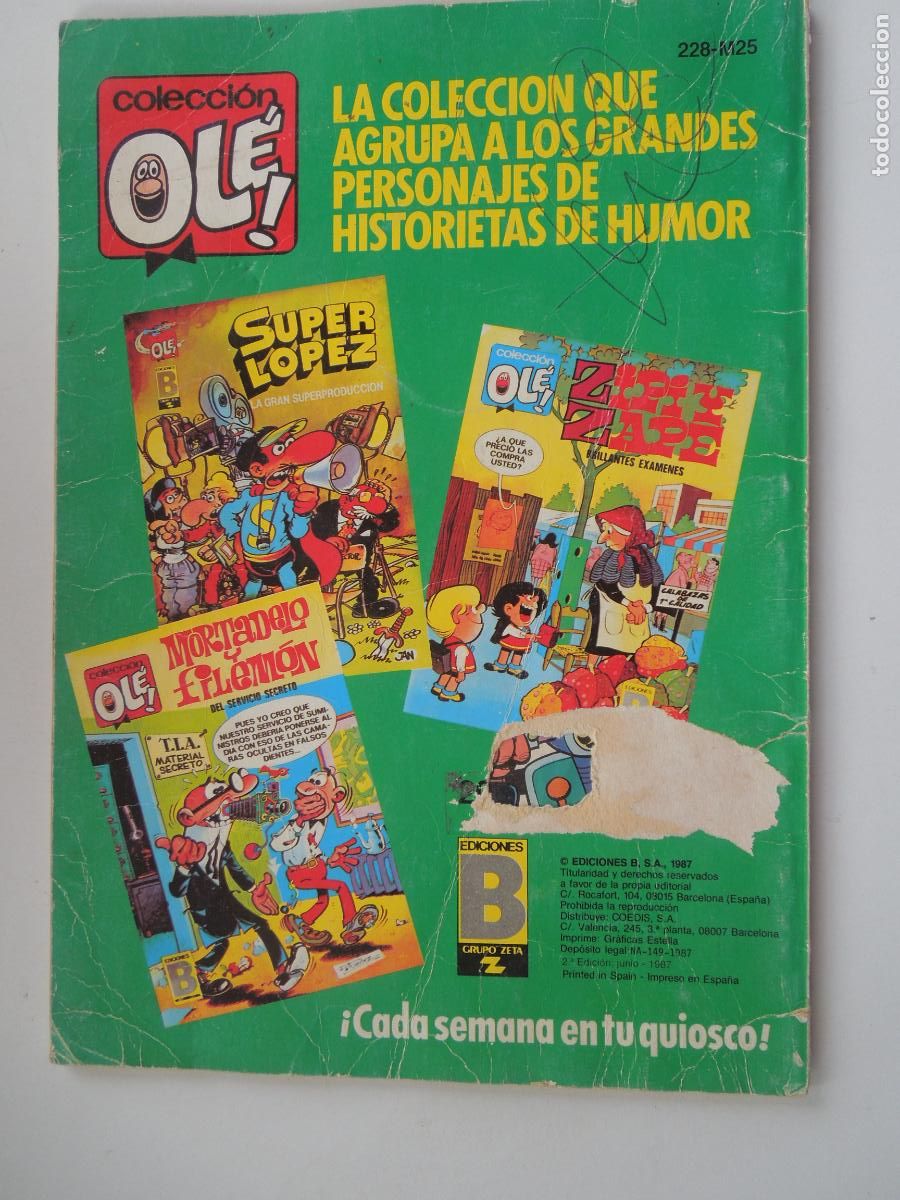 C&oacute;mics: MORTADELO Y FILEMON CON ROMPETECHOS - N&ordm; 228 - EDC B 1987 - COL OLE - Foto 3