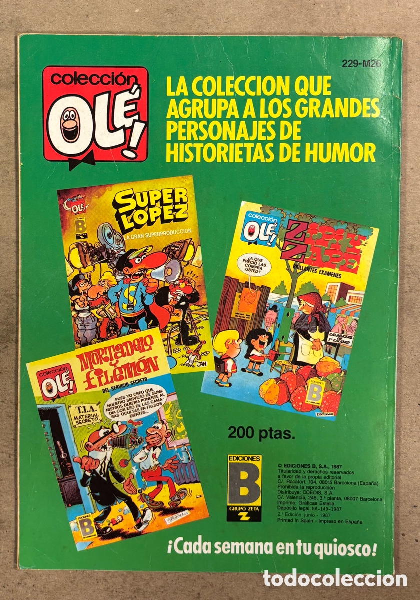 C&oacute;mics: MORTADELO Y FILEM&Oacute;N CON ROMPETECHOS N&deg; 229. EDICIONES B 1987. COLECCI&Oacute;N OL&Eacute;!. - Foto 2