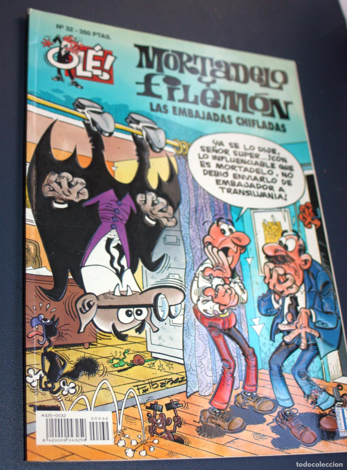 C&oacute;mics: Ol&eacute; n&ordm; 32 Mortadelo y Filem&oacute;n : LAS EMBAJADAS CHIFLADAS ( Ediciones B : portada relieve)