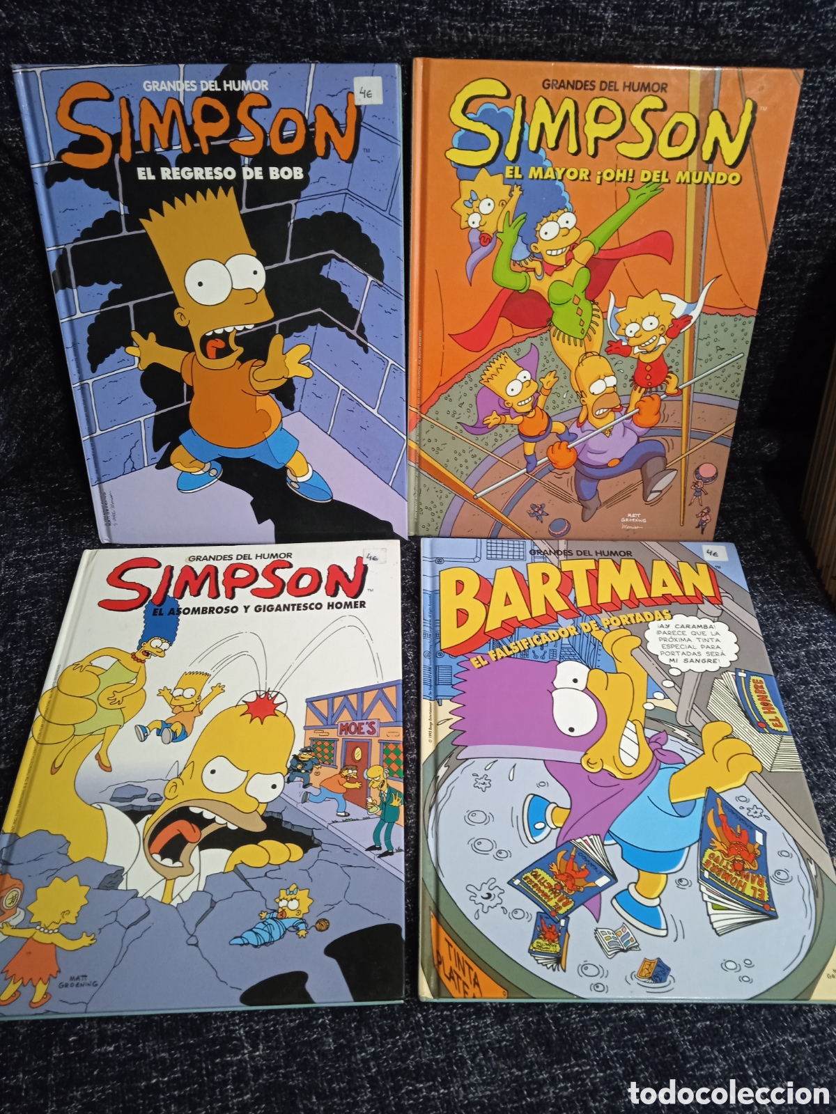 C&oacute;mics: GRANDES DEL HUMOR , BARTMAN LOS SIMPSON -LOTE 4 EJEMPLARES - TAPA DURA -ED. EL PERIODICO