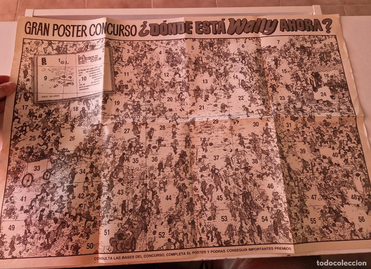 C&oacute;mics: antiguo gran poster concurso promocional ediciones b hoja album cromos serie donde esta wally 1988