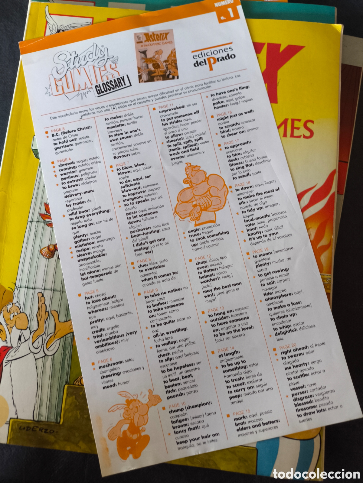 C&oacute;mics: LOTE 3 C&Oacute;MICS ASTERIX EN INGL&Eacute;S STUDY COMICS PRADO CON GLOSARIOS SEPARATA RARO - Foto 6