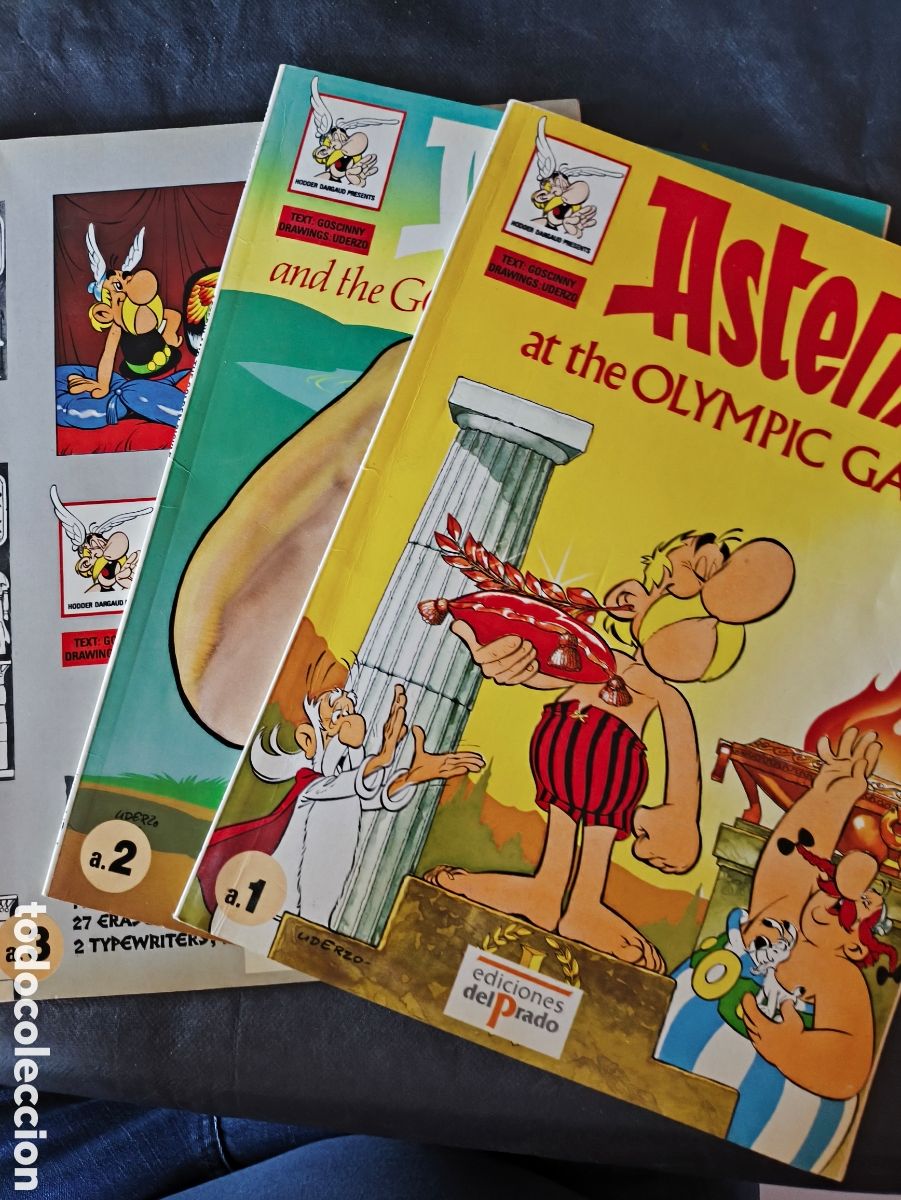 C&oacute;mics: LOTE 3 C&Oacute;MICS ASTERIX EN INGL&Eacute;S STUDY COMICS PRADO CON GLOSARIOS SEPARATA RARO - Foto 1