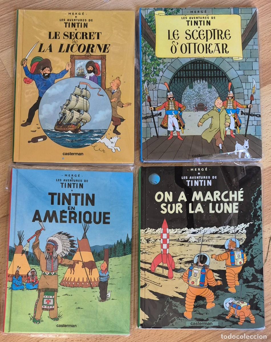 C&oacute;mics: LOTE 4 TEBEOS O COMICS DE TINTIN EN FRANCES. AMERIQUE, MARCHE LUNE, SECRET LICORNE, SCEPTRE OTTOKAR