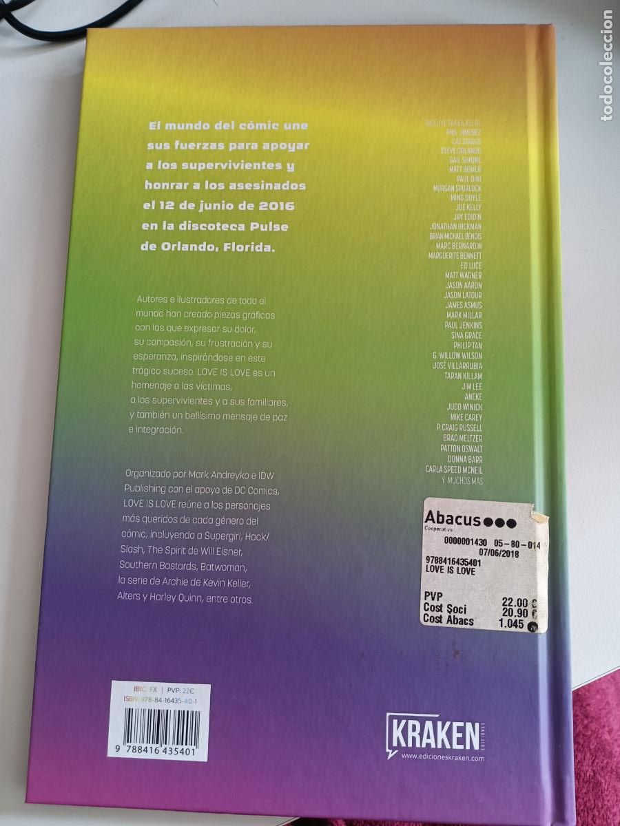 C&oacute;mics: C&oacute;mic Love is Love. 2016. Kraken. - Foto 2