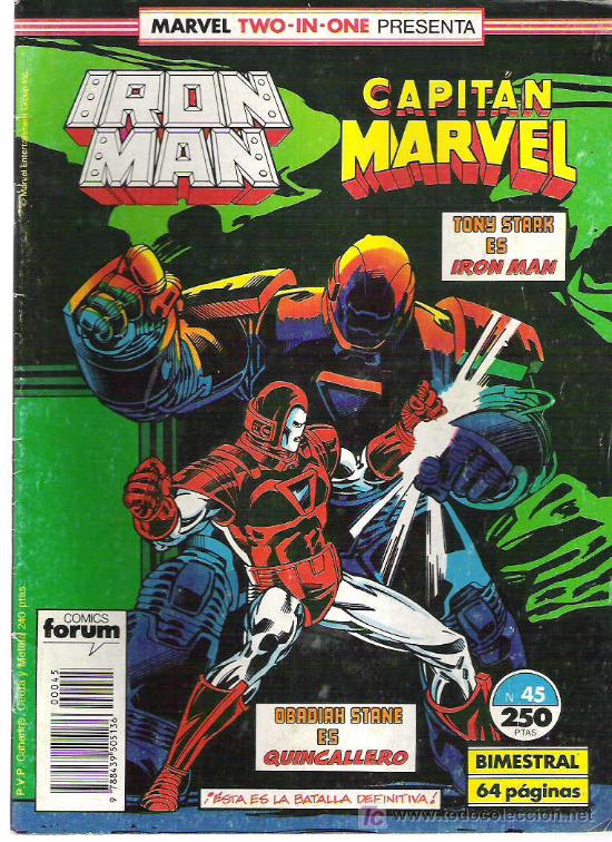 C&oacute;mics: MARVEL TWO IN ONE -IRON MAN / CAPITAN MARVEL N&ordm; 45 1989 - Foto 1