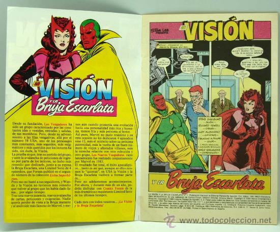 C&oacute;mics: La Visi&oacute;n y la Bruja Escarlata n&ordm; 1 Ed Forum C&oacute;mics 1988 - Foto 2