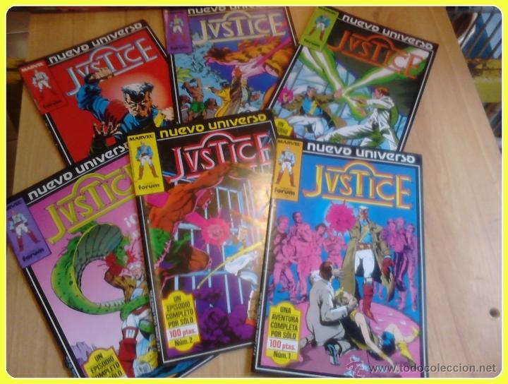 Comics: Lote 6 c&oacute;mics Justice, de Marvel F&oacute;rum, n&uacute;meros 1 2 3 4 5 7