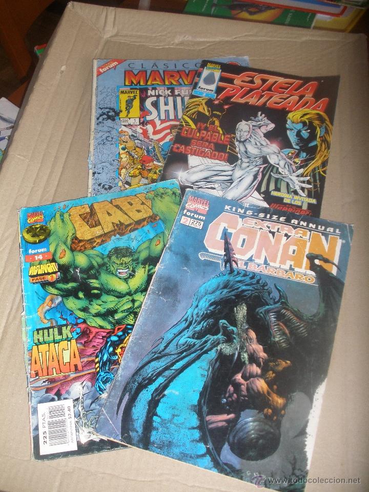 C&oacute;mics: LOTE DE CUATRO MARVEL COMIC DE FORUM.CONAN,HULK,ESTELA PLATEADA,SHIELD. - Foto 1