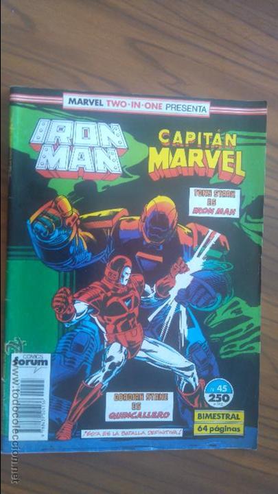 C&oacute;mics: IRON MAN & CAPIT&Aacute;N MARVEL 45. MARVEL TWO IN ONE. BUEN ESTADO - Foto 1