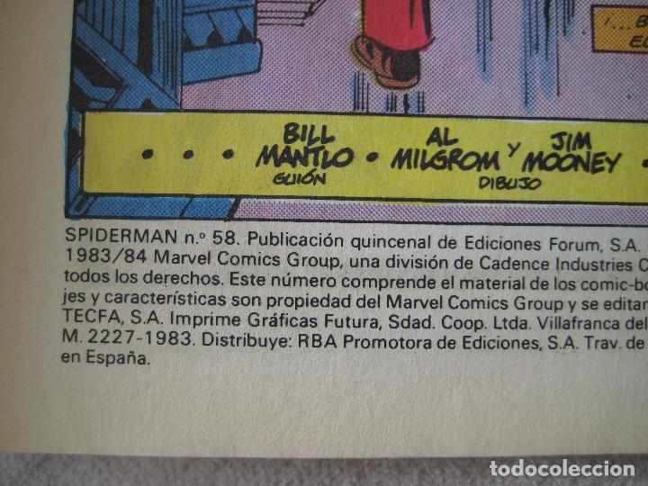 C&oacute;mics: SPIDERMAN FORUM, PARKER, n&ordm; 58, A&Ntilde;O 1.984 - Foto 2