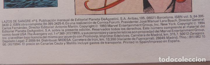C&oacute;mics: COMICS LAZOS DE SANGRE,NUMEROS 2,3,4,5 DE 5,Marvel comics,A&ntilde;o 1994 - Foto 3