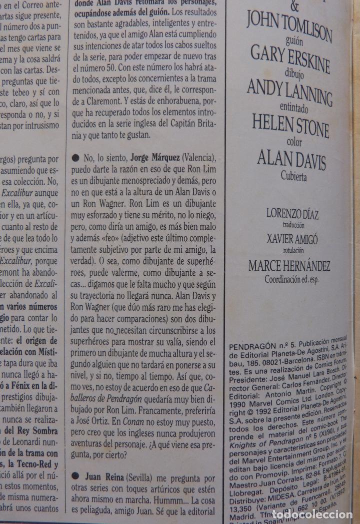 C&oacute;mics: Comic los Caballeros de Pendragon,Numero 5,Marvel Comics,1992 - Foto 2
