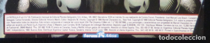 C&oacute;mics: Comic Patrulla X,N&ordm; 33,1999,Marvel Comics,Forum - Foto 3