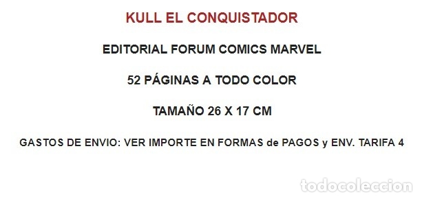C&oacute;mics: COMIC KULL EL CONQUISTADOR NUMERO 11 EKL FORUM MARVEL V3 - Foto 2