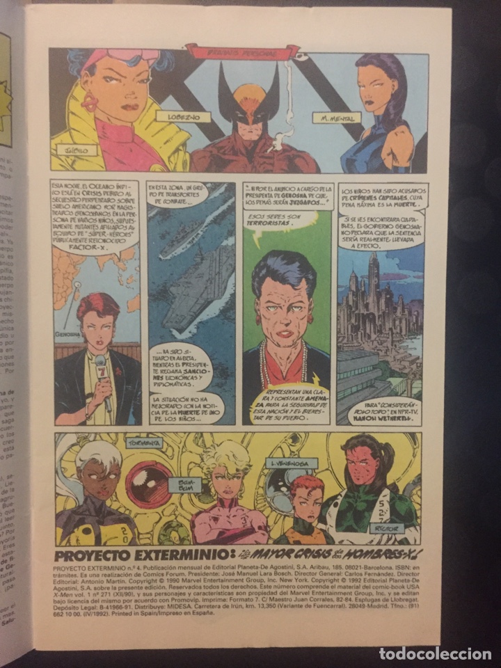 C&oacute;mics: PROYECTO EXTERMINIO N.5 LA PATRULLA X : AL LIMITE . ( 1992 ). - Foto 3