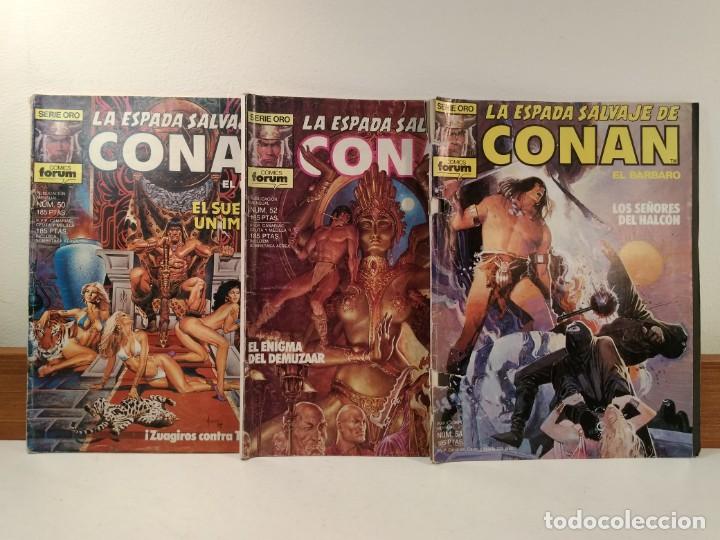 C&oacute;mics: LA ESPADA SALVAJE DE CONAN EL BARBARO. COMICS FORUM. COMPRENDE LOS N&Uacute;MEROS 50-52-54. - Foto 1