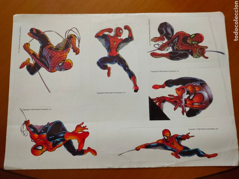 C&oacute;mics: LOTE 6X PEGATINAS SPIDERMAN 2002 MARVEL - Foto 1