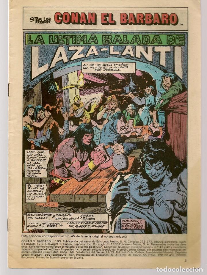 C&oacute;mics: CONAN EL BARBARO. VOL. 1. N&ordm; 93. FORUM. (C/A16) - Foto 1