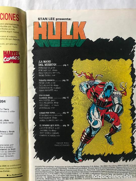 C&oacute;mics: HULK EXTRA INVIERNO 1994 ( PETER DAVID ), MUY BUEN ESTADO, FORUM MARVEL - Foto 3