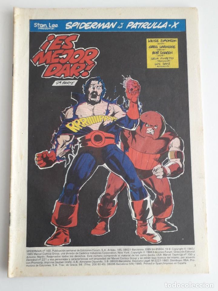 C&oacute;mics: SPIDERMAN N-103 FORUM FALTAN CUBIERTAS - Foto 1