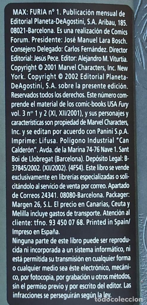 C&oacute;mics: MAX FURIA N&ordm;1 DE 3 - MARVEL FORUM - DE KIOSKO. - Foto 3