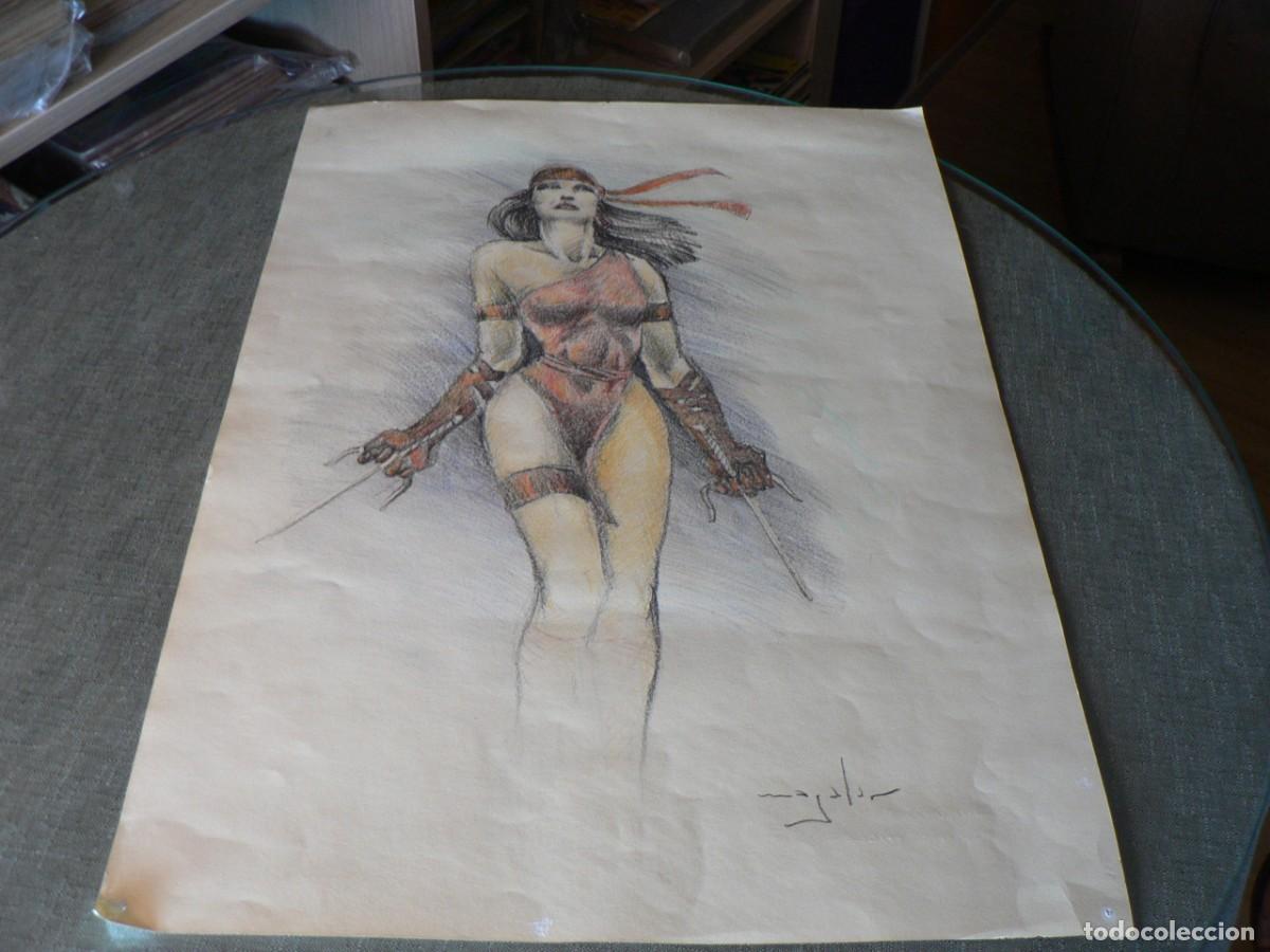 C&oacute;mics: DIBUJO ORIGINAL DE ELEKTRA CON FIRMA - Foto 1