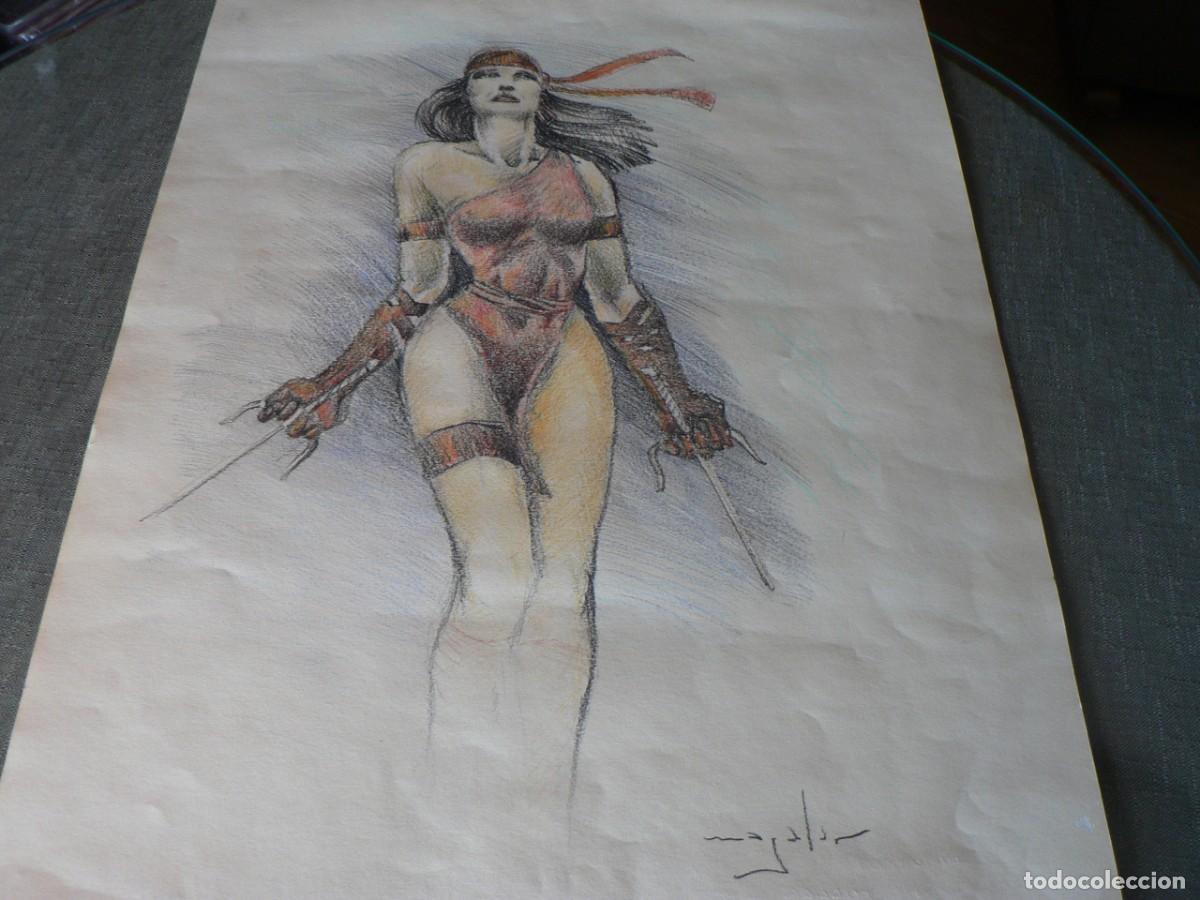 C&oacute;mics: DIBUJO ORIGINAL DE ELEKTRA CON FIRMA - Foto 3