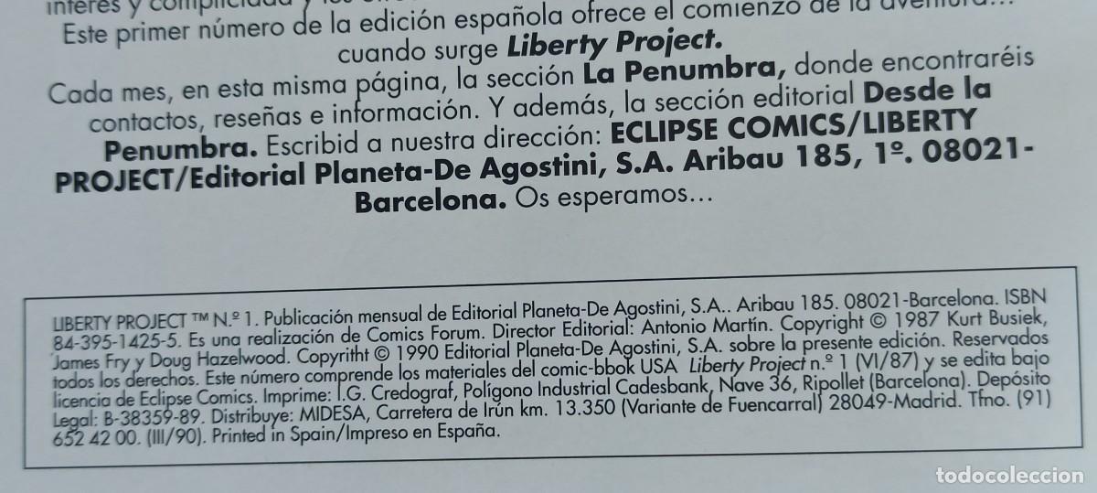 C&oacute;mics: LIBERTY PROJECT CINCO EJEMPLARES N&ordm; 1 2 3 5 6 ECLIPSE - 1990 FORUM EXCELENTE ESTADO. - Foto 8